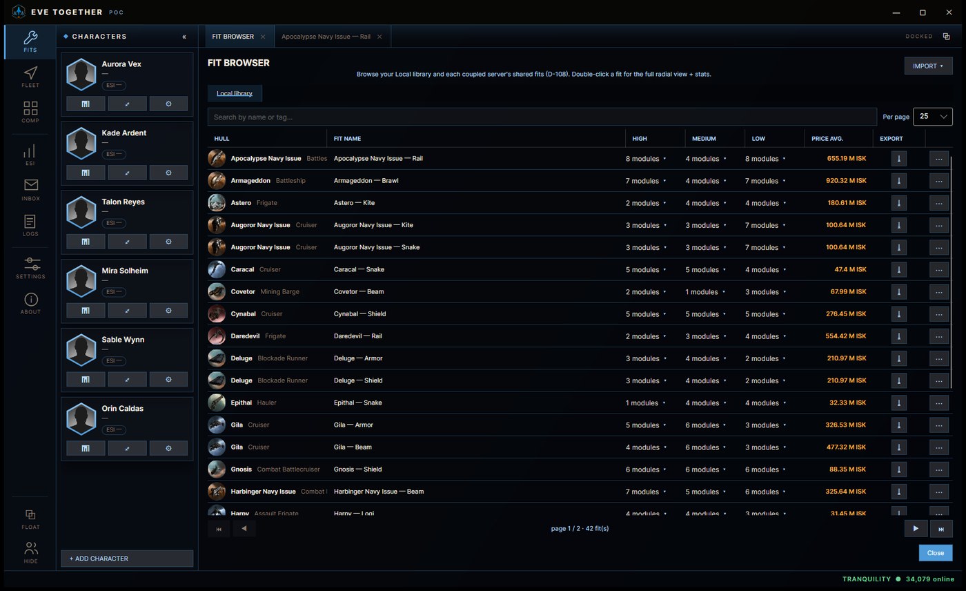 EVE Together — fit browser listing saved ship fits